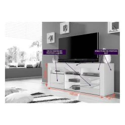 Dusine Meuble TV JIVE BLANC à LED 145 Cm Avec 2 Portes Laquées -Vente-unique shop meuble tv jive blanc a led 145 cm avec 2 portes laquees 5088816 1013000 1140x1140