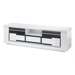 Modern Living Meuble TV L.150 BELLARIVA Laqué Blanc/ Gris Anthracite -Vente-unique shop meuble tv l150 bellariva laque blanc gris 9690028 25112848 1140x1140