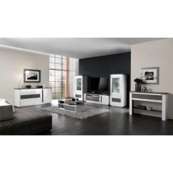 Modern Living Meuble TV L150 Cm VERTIGO Blanc/chêne Gris -Vente-unique shop meuble tv l150 cm vertigo blancchene gris 9161327 23916655 1140x1140