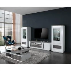 Modern Living Meuble TV L150 Cm VERTIGO Blanc/chêne Gris -Vente-unique shop meuble tv l150 cm vertigo blancchene gris 9161327 23916657 1140x1140