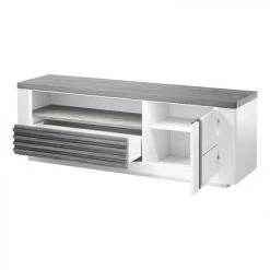 Modern Living Meuble TV L150 Cm VERTIGO Blanc/chêne Gris -Vente-unique shop meuble tv l150 cm vertigo blancchene gris 9161327 23916659 1140x1140