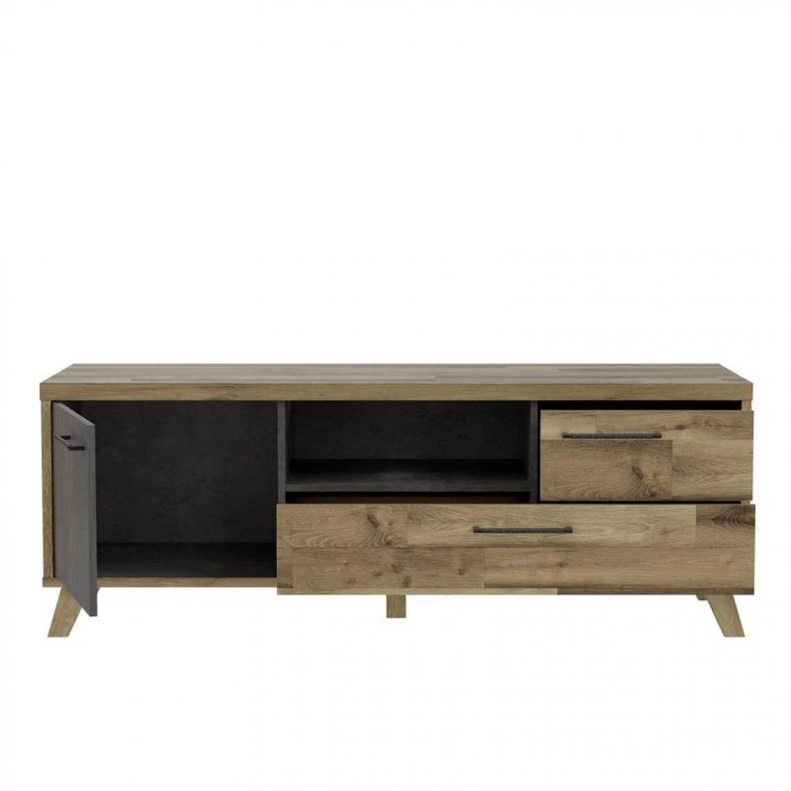 BUT Meuble TV L.154,5 RICCIANO Imitation Chêne Et Béton 6 BUT Meuble TV L.154,5 RICCIANO Imitation Chêne Et Béton – Image 4