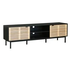 BUT Meuble TV L.160 Cm TIMBER Noir Et Pin Massif