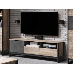 Vente-unique Meuble TV LAONILE - 1 Porte, 2 Tiroir Et 2 Niches - Noyer Et Anthracit... -Vente-unique shop meuble tv laonile 11701554 30836080 1140x1140