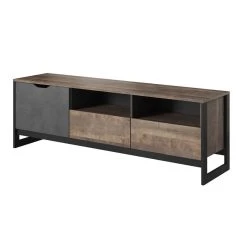 Vente-unique Meuble TV LAONILE - 1 Porte, 2 Tiroir Et 2 Niches - Noyer Et Anthracit... -Vente-unique shop meuble tv laonile 11701554 30836084 1140x1140