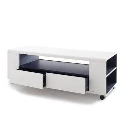 Inside 75 Meuble TV CHICAGO Finition Laquée Blanc Mat à Roulettes -Vente-unique shop meuble tv laque blanc mat chelsea roulettes 3