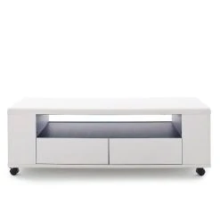 Inside 75 Meuble TV CHICAGO Finition Laquée Blanc Mat à Roulettes -Vente-unique shop meuble tv laque blanc mat chelsea roulettes 4