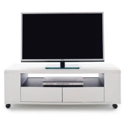 Inside 75 Meuble TV CHICAGO Finition Laquée Blanc Mat à Roulettes -Vente-unique shop meuble tv laque blanc mat chelsea roulettes 5