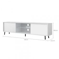 Selsey Meuble Tv - LEFYR - 140 Cm - Blanc Mat / Blanc Brillant - éclairage L... -Vente-unique shop meuble tv lefyr 140 cm blanc mat blanc brillant eclairage led 10150734 26117312 1140x1140
