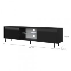 Selsey Meuble Tv - LEFYR - 140 Cm - Noir Mat / Noir Brillant - éclairage LED -Vente-unique shop meuble tv lefyr 140 cm noir mat noir brillant eclairage led 10150744 26117348 1140x1140