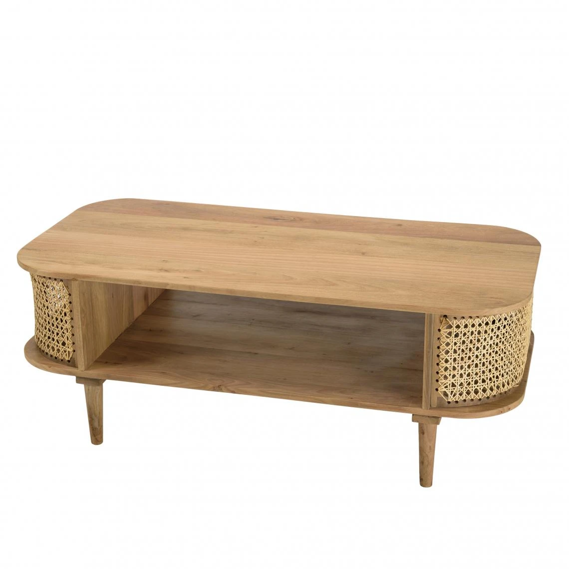 MACABANE Meuble TV Marron Bois De Jamelonier Et Cannage Naturel ISA 4 MACABANE Meuble TV Marron Bois De Jamelonier Et Cannage Naturel ISA – Image 2