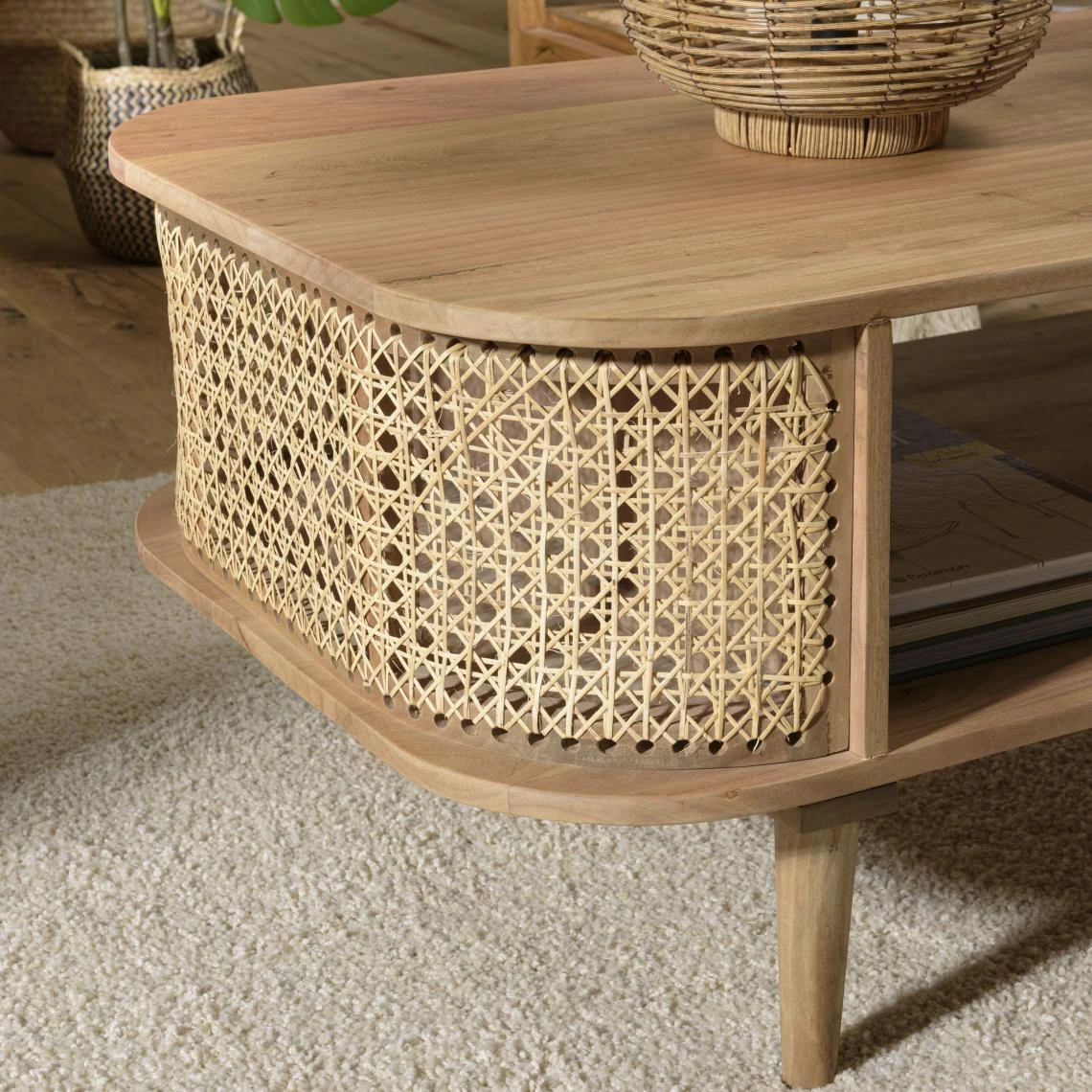 MACABANE Meuble TV Marron Bois De Jamelonier Et Cannage Naturel ISA 9 MACABANE Meuble TV Marron Bois De Jamelonier Et Cannage Naturel ISA – Image 7