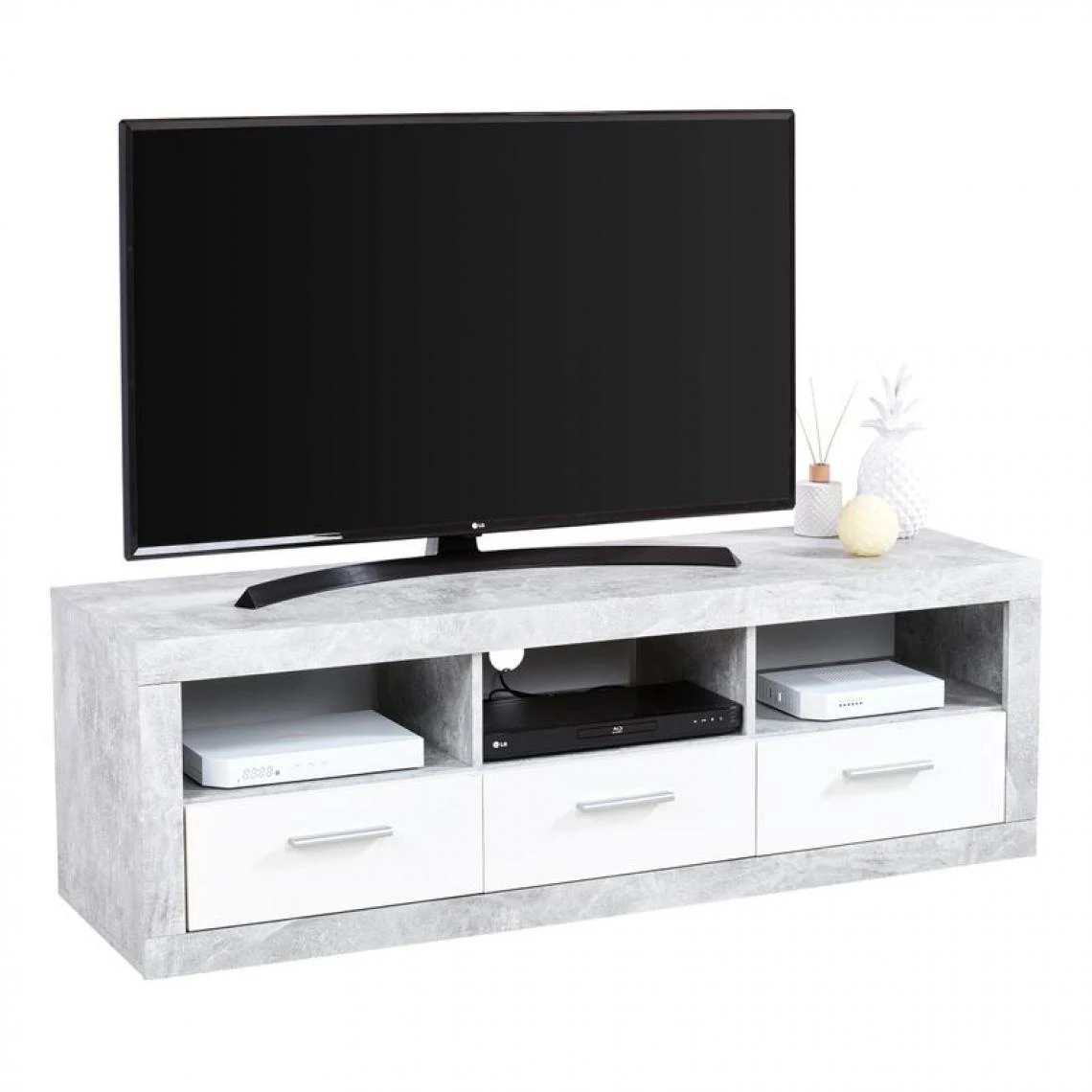 BUT Meuble TV MATT Béton/blanc 3 BUT Meuble TV MATT Béton/blanc