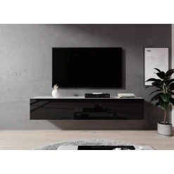 Furnix Meuble Tv / Meuble Suspendu ZIBO 160 Cm Blanc Mat / Noir Brillant Styl... 8 Furnix Meuble Tv / Meuble Suspendu ZIBO 160 Cm Blanc Mat / Noir Brillant Styl... -Vente-unique shop meuble tv meuble suspendu zibo 160 cm blanc mat noir brillant style moderne avec compartiments fermes 13427810 36723456 1140x1140