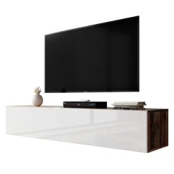 Furnix Meuble Tv / Meuble Suspendu ZIBO 160 Cm Vieux Bois / Blanc Style Moder... -Vente-unique shop meuble tv meuble suspendu zibo 160 cm vieux bois blanc s 13421498 36704362 362 1140x1140