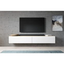 Furnix Meuble Tv / Meuble Tv Suspendu BARGO 200 (2x100) X 32 X 34 Cm Style Co... -Vente-unique shop meuble tv meuble tv suspendu bargo 200 2x100 x 32 x 34 c 13198298 556162 2 1140x1140