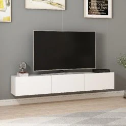 Meuble TV Moderne - Rigel - Homemania - Blanc - 180 X 32 X 30 Cm -Vente-unique shop meuble tv moderne rigel homemania blanc 180 x 32 x 30 cm 13461996 36840048 1140x1140