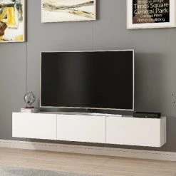 Meuble TV Moderne - Rigel - Homemania - Blanc - 180 X 32 X 30 Cm -Vente-unique shop meuble tv moderne rigel homemania blanc 180 x 32 x 30 cm 13461996 36840050 1140x1140
