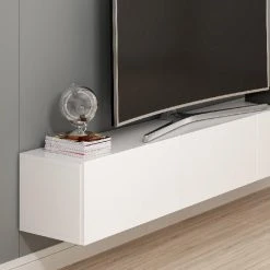 Meuble TV Moderne - Rigel - Homemania - Blanc - 180 X 32 X 30 Cm -Vente-unique shop meuble tv moderne rigel homemania blanc 180 x 32 x 30 cm 13461996 36840052 1140x1140