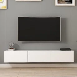 Meuble TV Moderne - Rigel - Homemania - Blanc - 180 X 32 X 30 Cm -Vente-unique shop meuble tv moderne rigel homemania blanc 180 x 32 x 30 cm 13461996 36840054 1140x1140