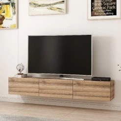 Meuble TV Moderne - Rigel - Homemania - Noyer - 180 X 32 X 30 Cm -Vente-unique shop meuble tv moderne rigel homemania noyer 180 x 32 x 30 cm 13462012 36840124 1140x1140