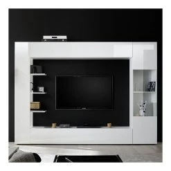 KASALINEA Meuble Tv Mural Laque Blanc SOPRANO -Vente-unique shop meuble tv mural blanc laque zd2 z