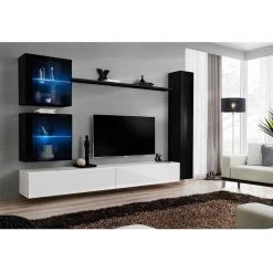 Ac-Deco Meuble TV Mural Design Switch XVIII 280cm Blanc & Noir -Vente-unique shop meuble tv mural design switch xviii 280cm blanc et noir 10023430 25788456 1140x1140