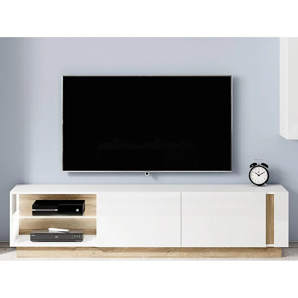 Vente-unique Meuble TV MURARI - 2 Portes Et 2 Niches - Avec LEDs - Blanc Brillant E... 3 Vente-unique Meuble TV MURARI - 2 Portes Et 2 Niches - Avec LEDs - Blanc Brillant E...