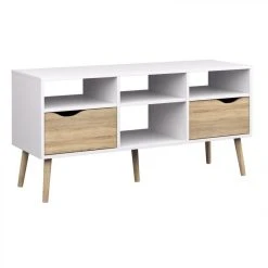 BUT Meuble TV OSLO Blanc/chêne