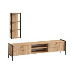 Vente-unique Ensemble TV - 2 Portes Et 2 Niches - Naturel Et Noir - PAMINA -Vente-unique shop meuble tv pamina 12261240 32625296 1140x1140