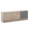 VS VENTA-STOCK Meuble TV Panama 2 Tiroirs, 2 Portes, 136 Cm Couleur Bois Et Gris