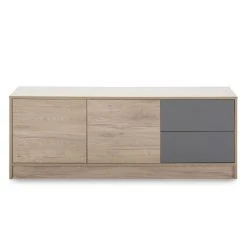 VS VENTA-STOCK Meuble TV Panama 2 Tiroirs, 2 Portes, 136 Cm Couleur Bois Et Gris -Vente-unique shop meuble tv panama 2 tiroirs 2 portes 136 cm couleur bois et gris 11522404 30184858 1140x1140