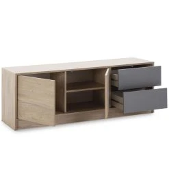 VS VENTA-STOCK Meuble TV Panama 2 Tiroirs, 2 Portes, 136 Cm Couleur Bois Et Gris -Vente-unique shop meuble tv panama 2 tiroirs 2 portes 136 cm couleur bois et gris 11522404 30184860 1140x1140