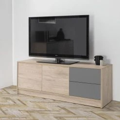 VS VENTA-STOCK Meuble TV Panama 2 Tiroirs, 2 Portes, 136 Cm Couleur Bois Et Gris -Vente-unique shop meuble tv panama 2 tiroirs 2 portes 136 cm couleur bois et gris 11522404 30184864 1140x1140
