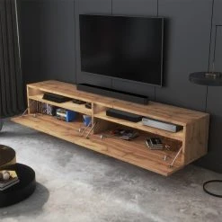 Selsey Meuble TV - REDNAW - 180 Cm - Chêne Wotan - Avec LED -Vente-unique shop meuble tv rednaw 180 cm chene wotan avec led 10150808 26117606 1140x1140