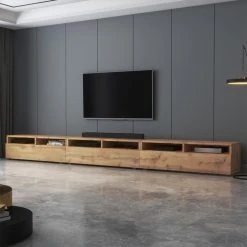 Selsey Meuble TV - REDNAW - 300 Cm - Chêne Wotan -Vente-unique shop meuble tv rednaw 300 cm chene wotan 9997454 25734634 1140x1140