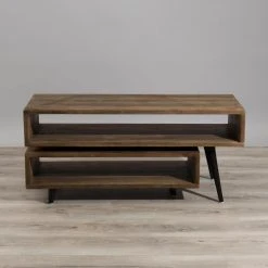 MACABANE Meuble TV ALIDA Bois Rotatif Scandi -Vente-unique shop meuble tv rotatif 2 niches en teck recycle scandi brun design 501402 4 1140x1140