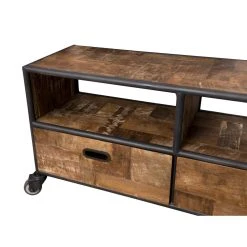 MACABANE Meuble TV À Roulettes ALIDA 3 Tiroirs 3 Niches Bois Teck Recyclé Et ... -Vente-unique shop meuble tv roulettes alida 3 tiroirs 3 niches bois teck recycle et metal design 501450 6 1140x1140