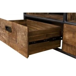 MACABANE Meuble TV À Roulettes ALIDA 3 Tiroirs 3 Niches Bois Teck Recyclé Et ... -Vente-unique shop meuble tv roulettes alida 3 tiroirs 3 niches bois teck recycle et metal design 501450 7 1140x1140