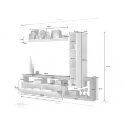 Vente-unique Mur TV Avec 2 Portes - Blanc Laqué Et Béton - SEFRO -Vente-unique shop meuble tv sefro 10877822 28398850 1140x1140
