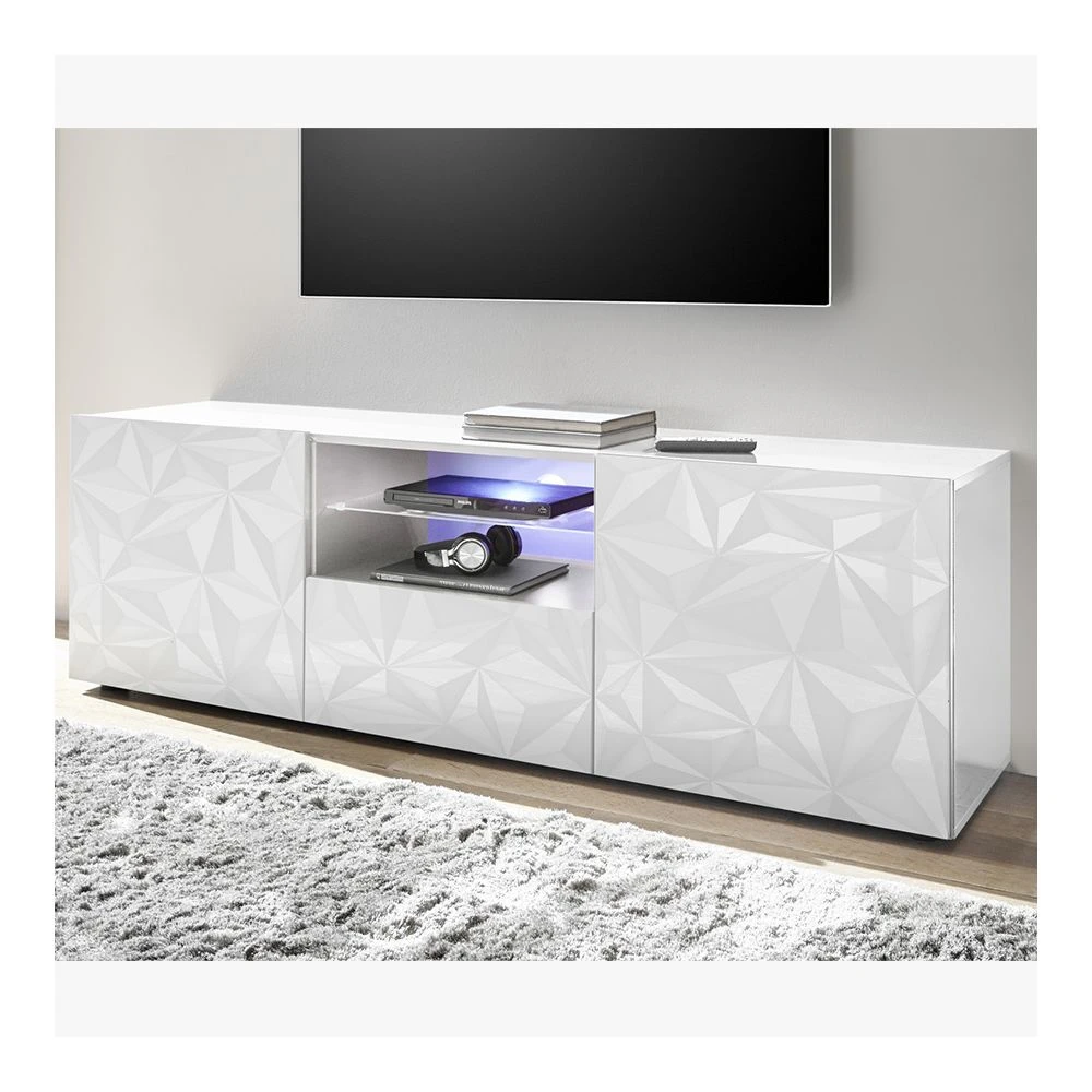 HAPPYMOBILI Meuble TV 180 Cm Design Blanc Laqué ANTONIO 3 HAPPYMOBILI Meuble TV 180 Cm Design Blanc Laqué ANTONIO