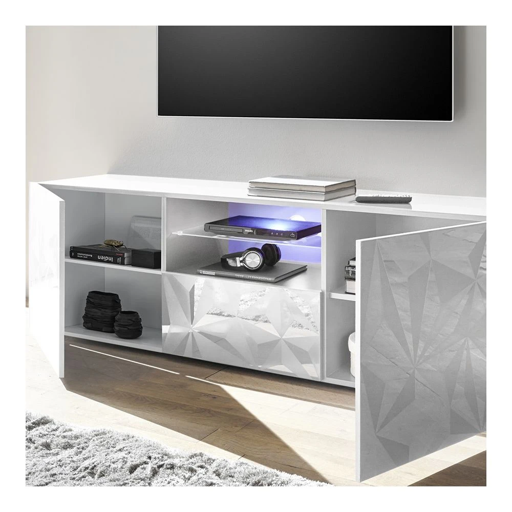 HAPPYMOBILI Meuble TV 180 Cm Design Blanc Laqué ANTONIO 4 HAPPYMOBILI Meuble TV 180 Cm Design Blanc Laqué ANTONIO – Image 2