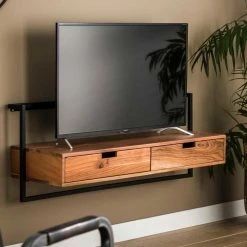 NOUVOMEUBLE Meuble TV Suspendu En Acacia Et Métal ARIA -Vente-unique shop meuble tv suspendu en acacia et metal aria 13685102 37732842 1140x1140