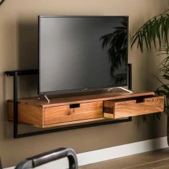 NOUVOMEUBLE Meuble TV Suspendu En Acacia Et Métal ARIA -Vente-unique shop meuble tv suspendu en acacia et metal aria 13685102 37732844 1140x1140