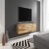 3xeliving Meuble TV Suspendu Moderne Et Tendance Aczi Chêne Wotan 160cm LED
