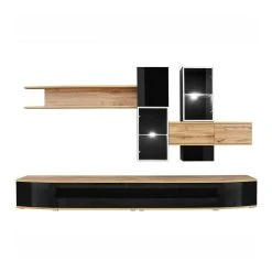 NOUVOMEUBLE Ensemble Meuble TV Noir Et Couleur Bois BAGNOLO -Vente-unique shop meubles tv noir bois moderne zd4 z