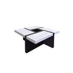 Mobili Rebecca Table Basse Carre Bois Noir Blanc Design Contemporain Salon Sejour