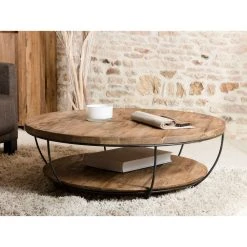 MACABANE Table Basse En Teck Double Plateau Noir QUILA -Vente-unique shop msa3555011 0403 0750 p01