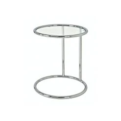 Marque Generique Bout De Canapé Rond Acier Chromé/Verre Trempé Hauteur 55cm BUBBLE