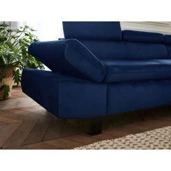 Lisa Design Canapé D'angle Droit Convertible 5 Places NAIROBI - Velours Bleu Nuit -Vente-unique shop nairobi canape d angle convertible en velours 5 places avec tetieres droit 3
